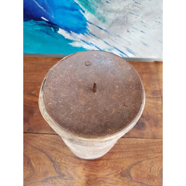 Antique White Pair of 19th Century French Provincial Turned Beech Wood Candlesticks For Sale - Image 8 of 12