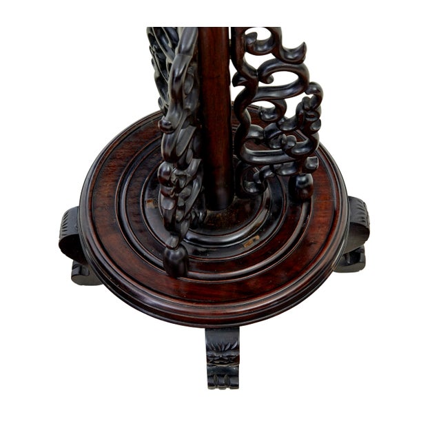 Vintage Chinese Floor Lamp in Carved Wood, 1920 For Sale - Image 4 of 6