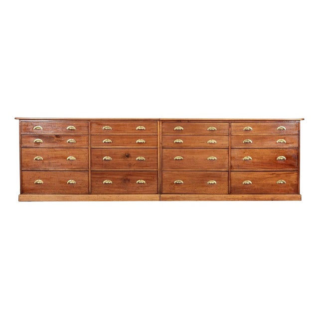 Large 19th Century English Mahogany Haberdashery Drawers, 1890s For Sale