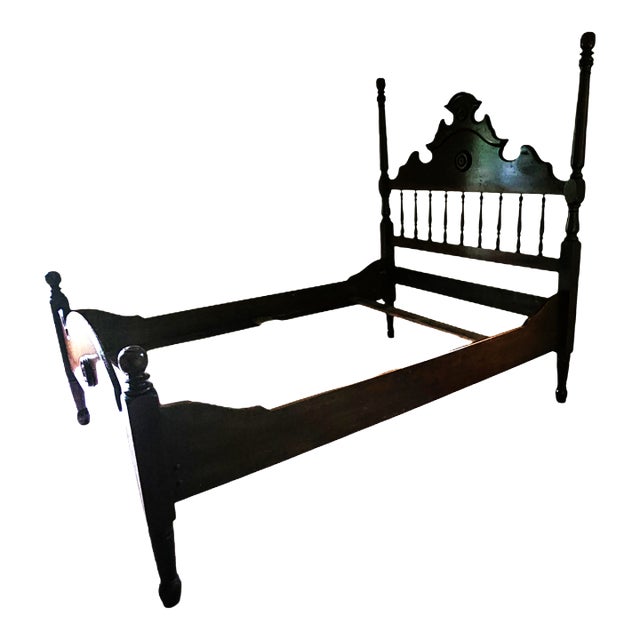 19th C. Spanish Colonial Mahogany Bed: Prominent South Louisiana Family Heirloom For Sale