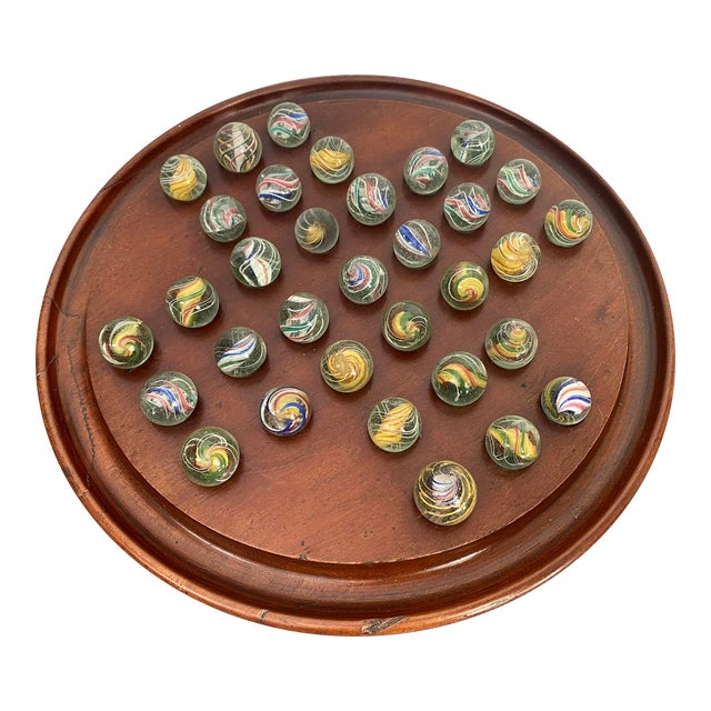 19th Century Antique Marble Game Set, XL With Mahogany Game Board