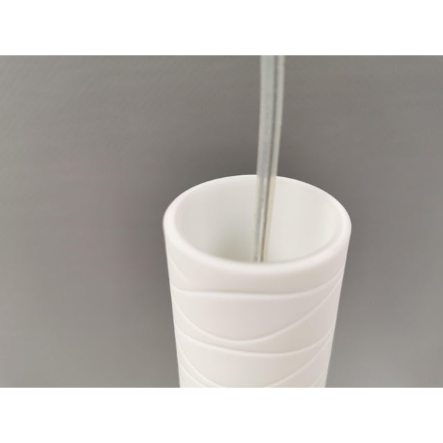 White Handmade Pendants in Mouth-Blown White Murano Glass with Hand-Cut Grooves, Italy, 1990s, Set of 2 For Sale - Image 8 of 14