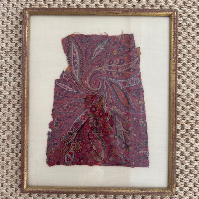 Wood Collection of Antique Kashmiri Textile Fragments in Gilt Frames – Set of 7 For Sale - Image 7 of 12