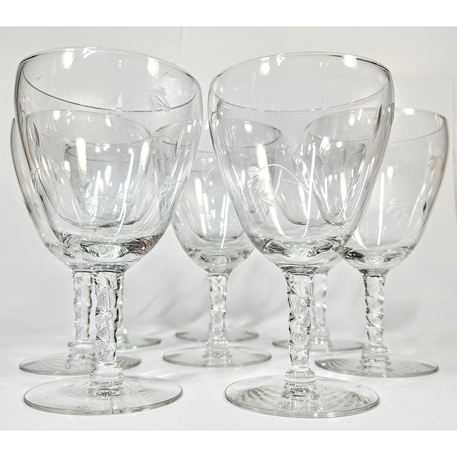 Etched Wildflower Crystal Goblets- Set of Eight For Sale - Image 11 of 13