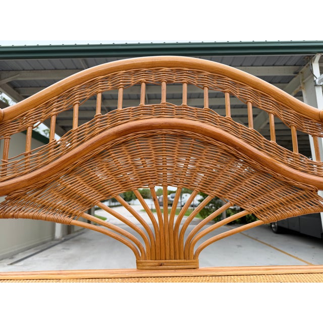 Mid-Century Modern Vintage Boho Woven Rattan Etagere For Sale - Image 3 of 10