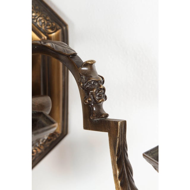 1940s Traditional Cast Brass Triple Arm Sconces - A Pair For Sale - Image 5 of 8