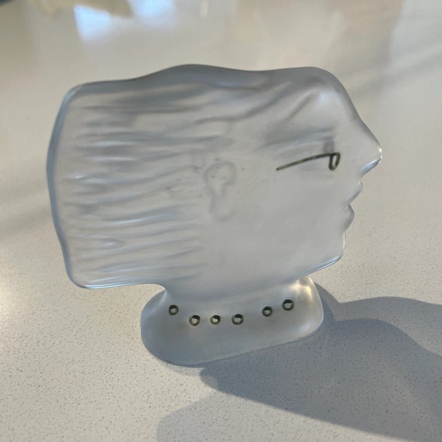 1980s 1980s Daum Crystal France Alexandre Fassianos Sculpture Face For Sale - Image 5 of 10