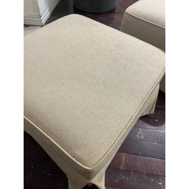 Pair of Neutral Upholstered Ottomans For Sale - Image 4 of 5
