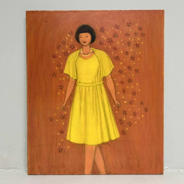 Makoto Igarashi, Flower Girl, 1980s, Oil on Canvas For Sale - Image 9 of 9