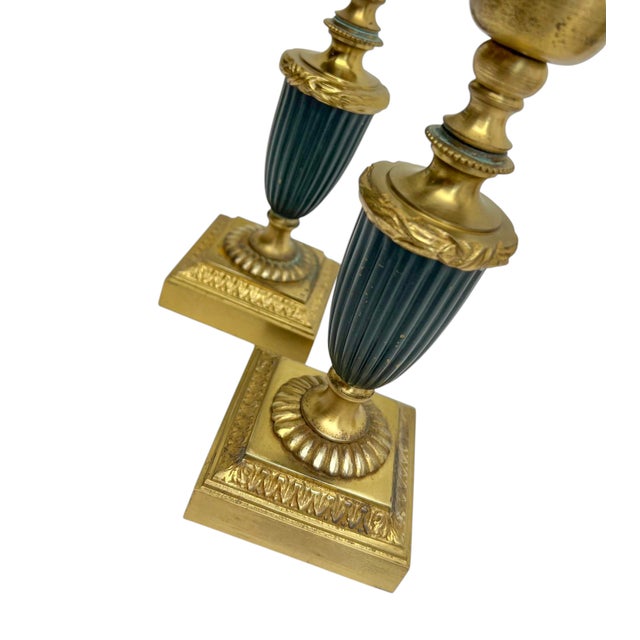 Table Lamps in Brass and Green Metal by Einar Bäckström, 1950, Set of 2 For Sale - Image 6 of 13