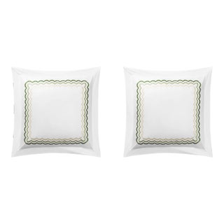 Celerie Kemble + Hamburg House Green Scallop Euro Shams - Set of 2 For Sale