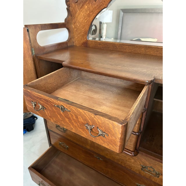 Antique Oak 1920's Wardrobe For Sale - Image 9 of 14