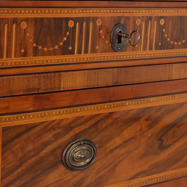 Neoclassical Chest of Drawers in Walnut For Sale - Image 6 of 12