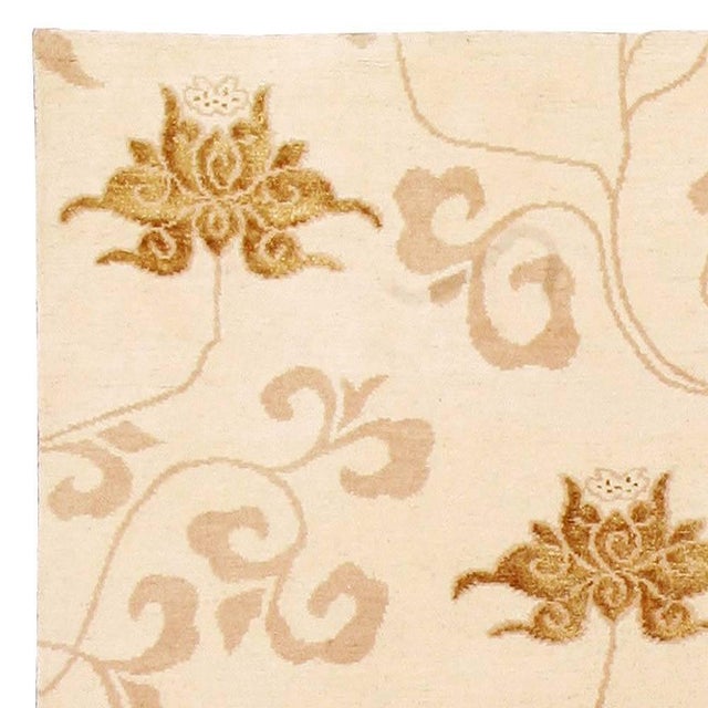 Early 21st Century Contemporary Surface Subtly Floral Beige and Brown Silk Rug by Doris Leslie Blau For Sale - Image 5 of 7