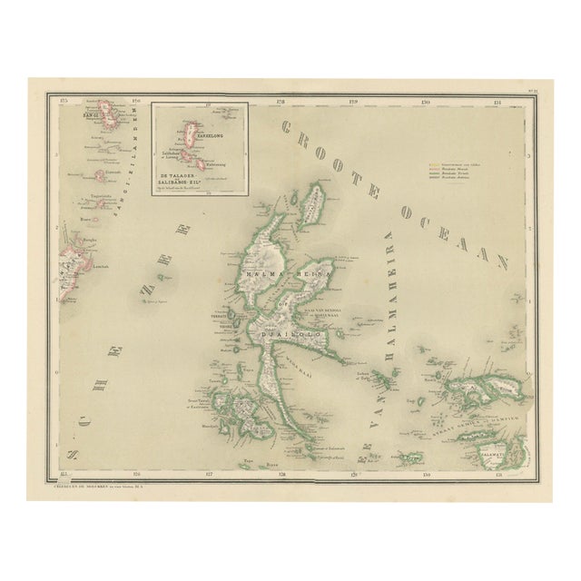 Antique Map of Halmahera, Ternate, Tidore and Moluccas by Dornseiffen, 1884 For Sale