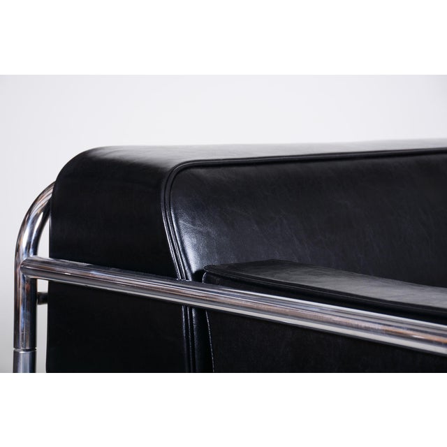 Bauhaus Sofa in Chrome and Leather attributed to Hynek Gottwald, Czech, 1930s For Sale - Image 6 of 8