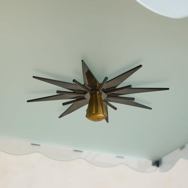 1950s French Bronze + Frosted Glass Flush Mount by Sabino for Dominique, 1950s For Sale - Image 5 of 10