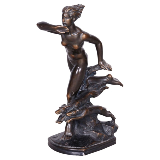 Jan Lichtág, Nude Diana na Lovu, 1930s, Bronze & Ceramic For Sale - Image 12 of 12