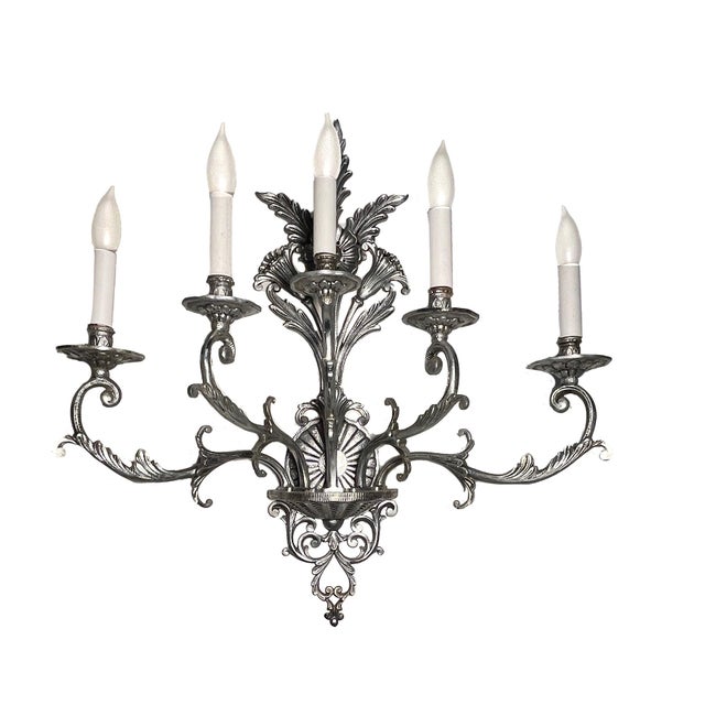These important, heavy large-spread sconces can be described as striking and majestic. Each sconce weighs over 10 pounds....