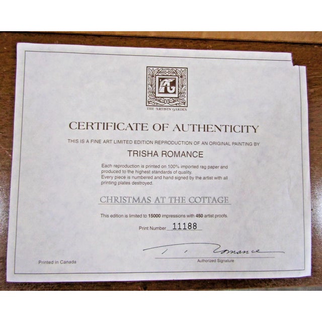 1990s Trisha Romance Christmas at the Cottage Matted and Framed Numbered Print For Sale - Image 16 of 17