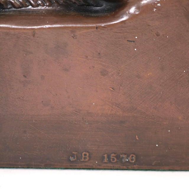 1930's Lion of Lucerne Bronze Finish Metal Bookends by Jennings Brothers Usa-a Pair For Sale - Image 11 of 12