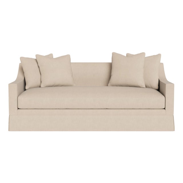 Bunny Williams Home 81 Inch Grant Sofa in Sand Performance Linen For Sale