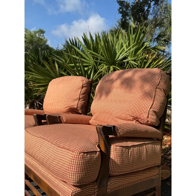 2000 - 2009 Pair of Custom Walter E. Smithe Ladder Back Lounge Chairs in Red Gingham For Sale - Image 5 of 9