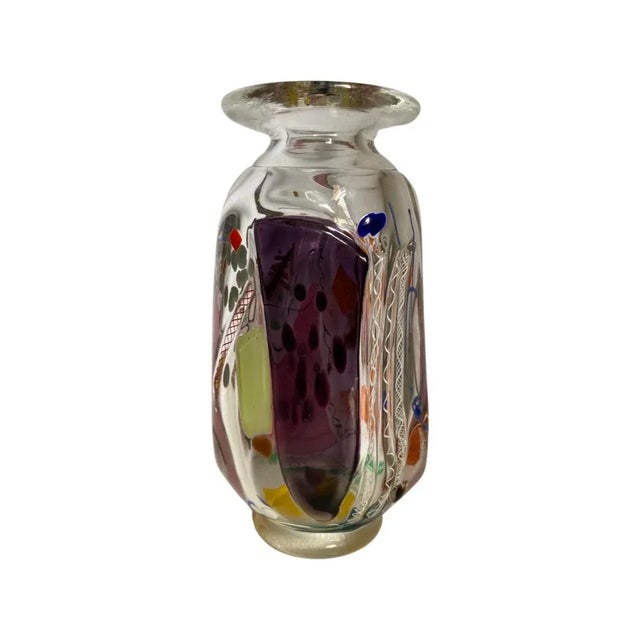 Vintage Heavyweight Multi Layer Art Glass Vase, Circa 1990. Highly textured, and expertly constructed. Possible artist...