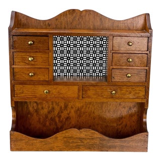Vintage Farmhouse Pine Wall Hanging Cabinet Shelf For Sale