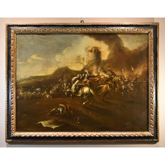 Francesco Graziani / Ciccio Napoletano, Battle with Knights, 1690, Oil on Canvas, Framed For Sale - Image 16 of 16