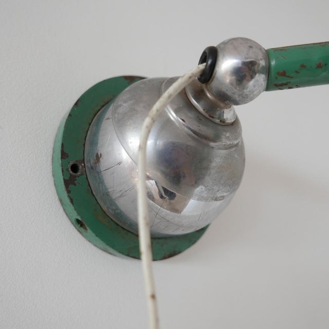 Green Swedish Industrial Painted Extendable Telescopic Wall Light For Sale - Image 8 of 15
