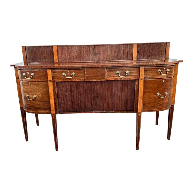Antique 19th Century George III Scottish Style Mahogany Inlaid Serpentine Front Sideboard For Sale