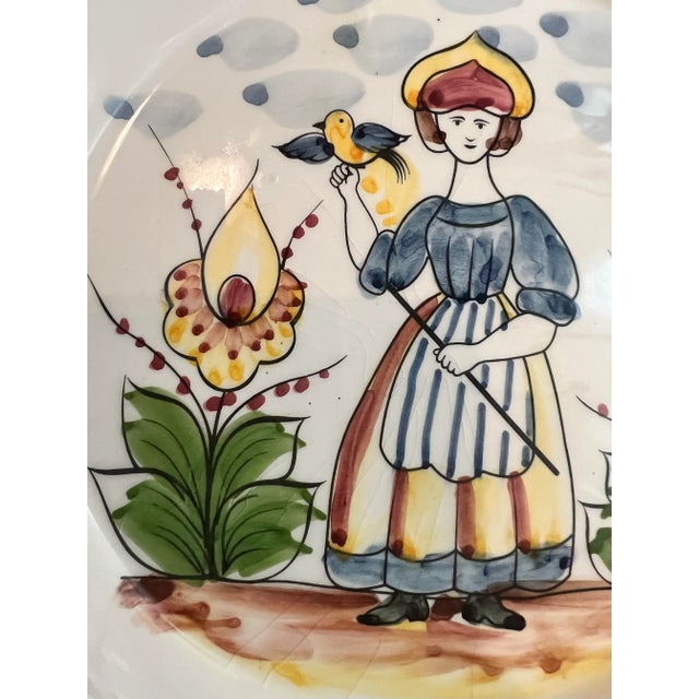 Blue Vintage Jay Willfred French Quimper Style Blue Pattern Decorative Plates - Set of 3 For Sale - Image 8 of 8