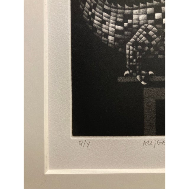 Mario avati (1921-2009) alligator black print on paper titled "alligator" in pencil in the center signed and dated 70 in...
