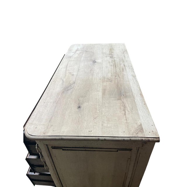 French Commode in Oak with Brass Ring Handles For Sale - Image 4 of 8
