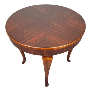 Art Deco Round Table in Wood and Veneer, Czechoslovakia, 1930s For Sale