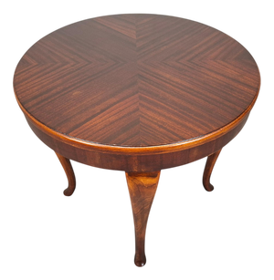 Art Deco Round Table in Wood and Veneer, Czechoslovakia, 1930s