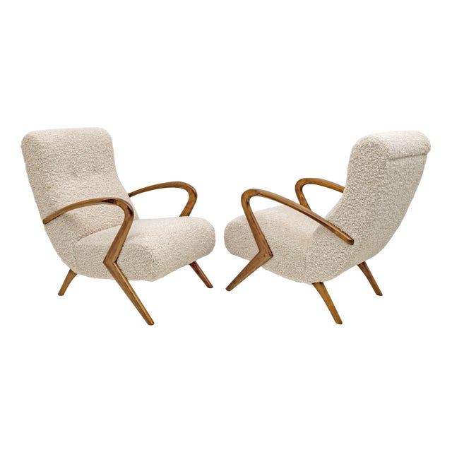 Mid-Century Modern Italian Bouclè Armchairs attributed to Paolo Buffa, 1950s, Set of 2 For Sale