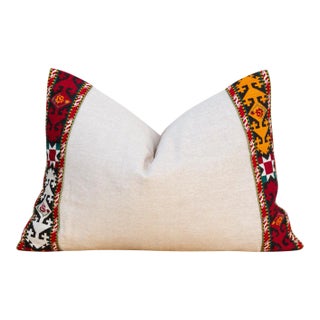 Gina Linen Tribal Border Pillow For Sale