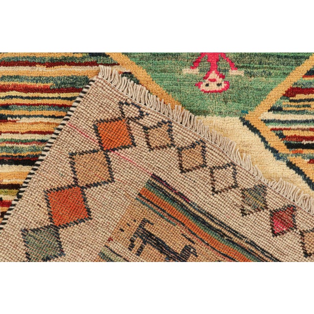 Textile 1950s Vintage Persian Tribal Rug in Vibrant Colors With Pictorial Medallions by Rug & Kilim For Sale - Image 7 of 8