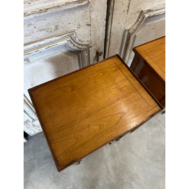 Goldenrod Vintage Bedside Tables in Cherry Wood, France, 1970, Set of 2 For Sale - Image 8 of 13