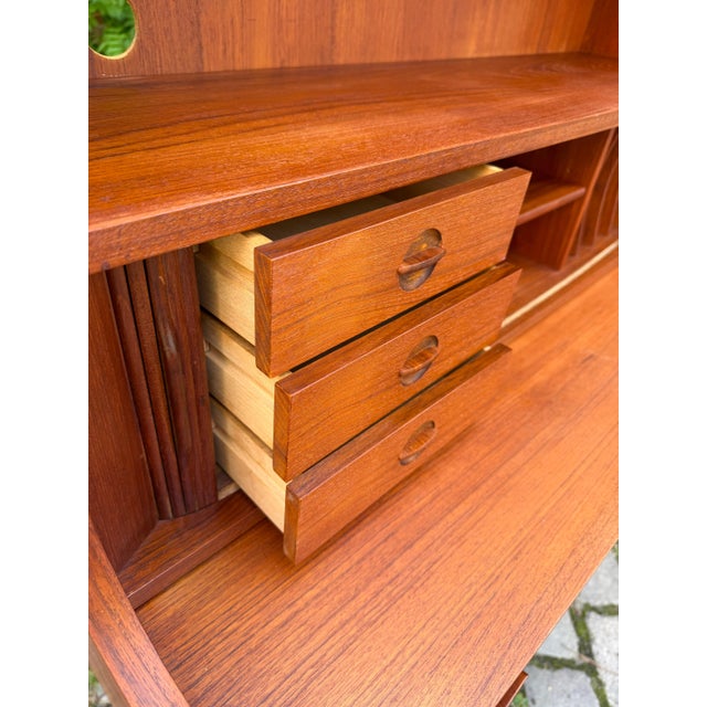 Wood Teak Bookshelf with Secretary Desk by Johannes Sorth for Nexø For Sale - Image 7 of 11