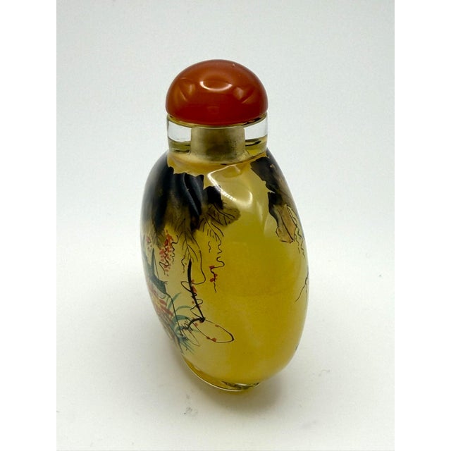 2000 - 2009 Beautifully Painted Inside Painted Snuff Bottle With Praying Mantis and Grasshoppers For Sale - Image 5 of 16