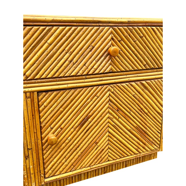 Gabriella Crespi Vintage Rattan Wicker Wrapped Nightstands in Pencil Reed Gabrielle Crespi Styles For Sale - Image 4 of 11