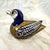 Vintage Mexican Tonala Pottery and Brass Duck Figurine with a blue-painted ceramic head and hand painted wing details set...