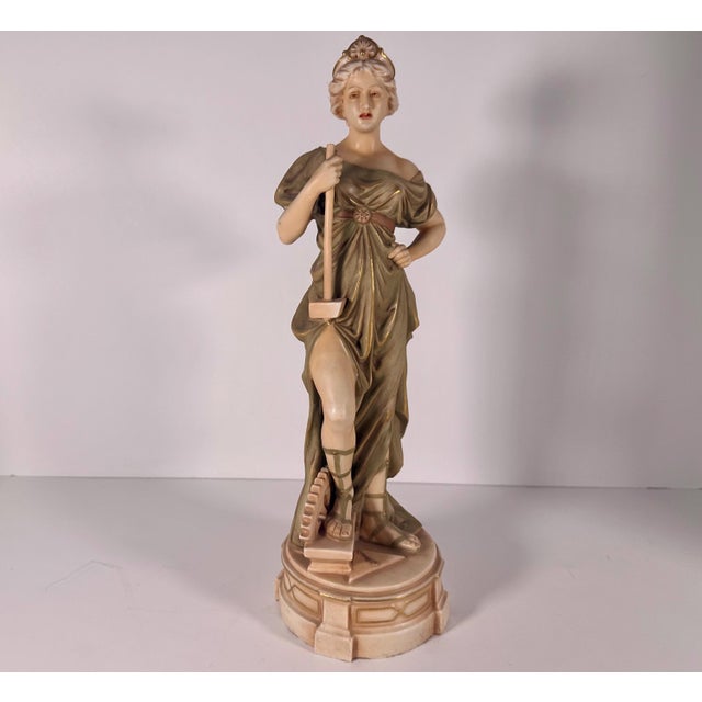 Antique Royal Dux Neoclassical Goddess Figurine for your consideration. The figurine is a nice larger size, measuring...