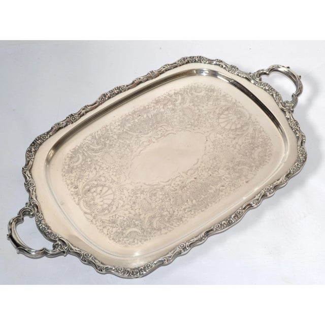 International Silver 1930s Heavy Countess International Silver Company Crown Trade Mark Footed Serving Platter For Sale - Image 4 of 12