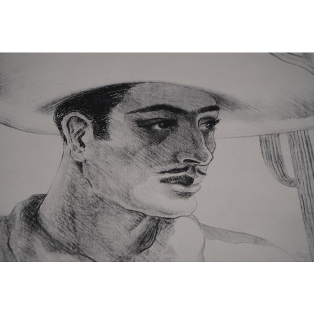 Illustration 1930s Lawrence Hinckley - Mexican Man - Etching For Sale - Image 3 of 7