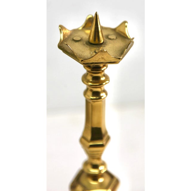 Solid Cast Brass Candlesticks, Set of 2 For Sale - Image 6 of 8