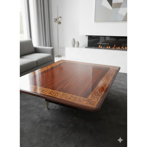 The Neoclassical Inlaid Cocktail Table by Franceslo Molon Giemme style exudes elegance and sophistication with its square...
